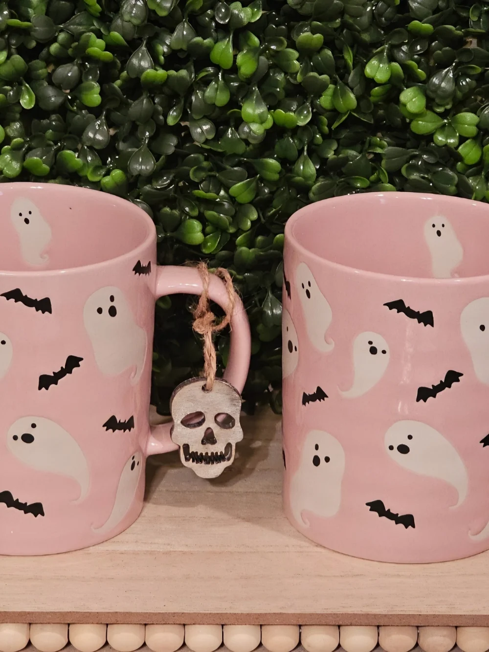 Pink Ghost & Bat Ceramic Mug Set by
